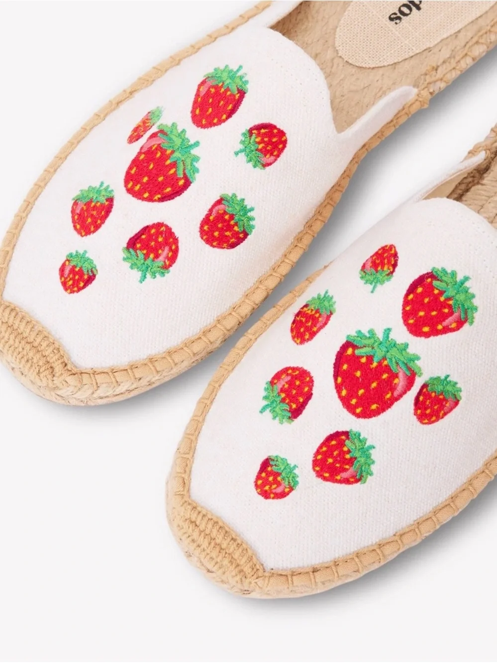 Soludos Women’s Smoking Slip On Mule Espadrille Strawberry Oasis White Sz 9 New